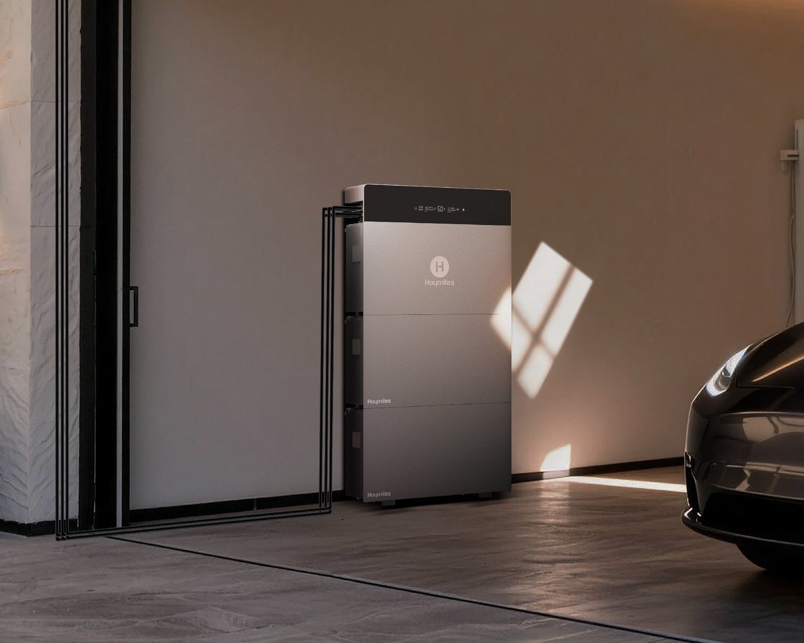 Hoymiles HiBattery 4020 X Balkonkraftwerk-Speicher zentral in einem Carport platziert