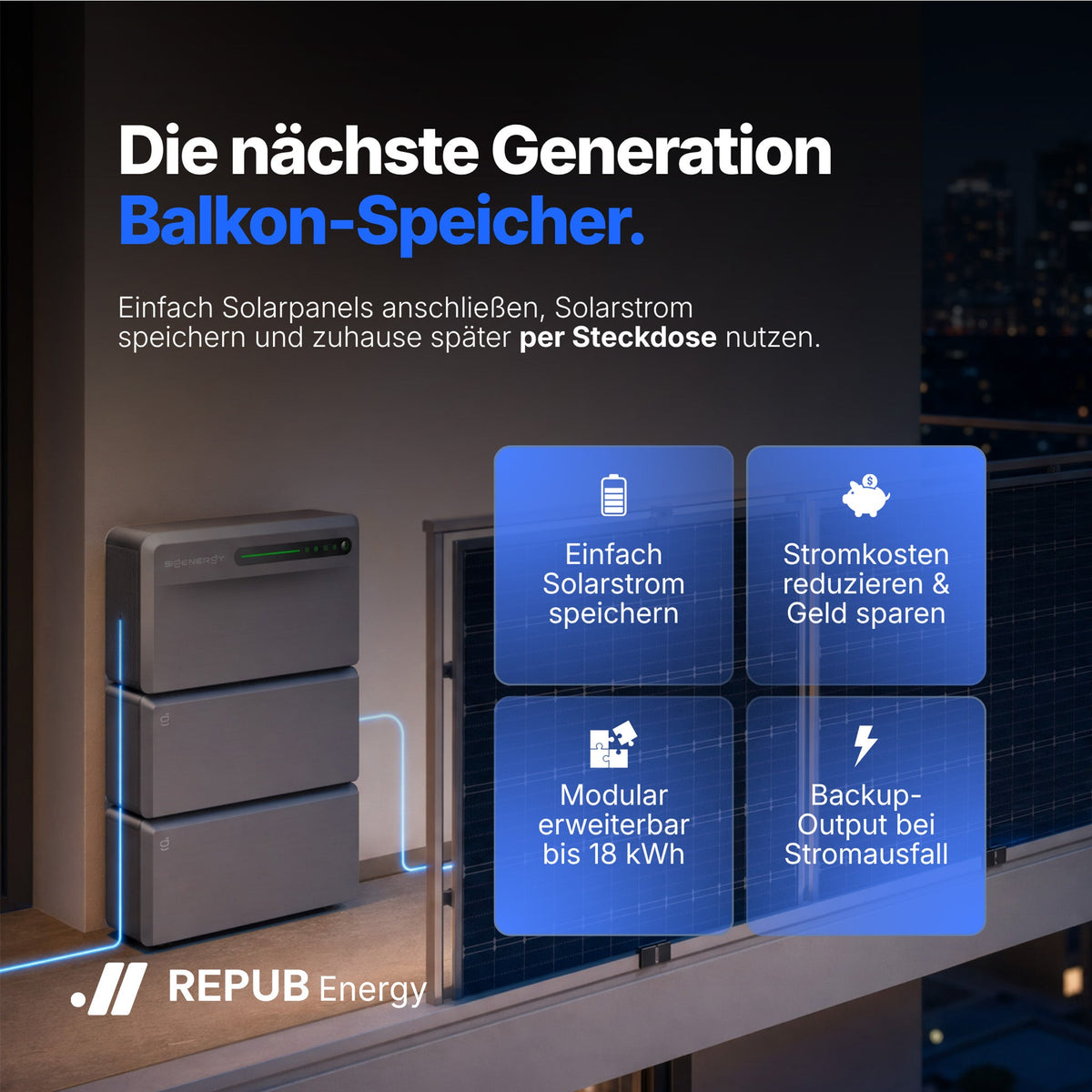 Anschließen, speichern, per Steckdose nutzen.