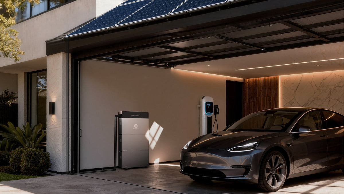 Hoymiles HiBattery 4020 X im modernen Zuhause mit Wallbox – smarte Steuerung über die Hoymiles-App