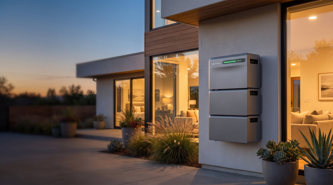 Sigenergy SigenMate am Haus im Abendlicht — Backup bei Stromausfall